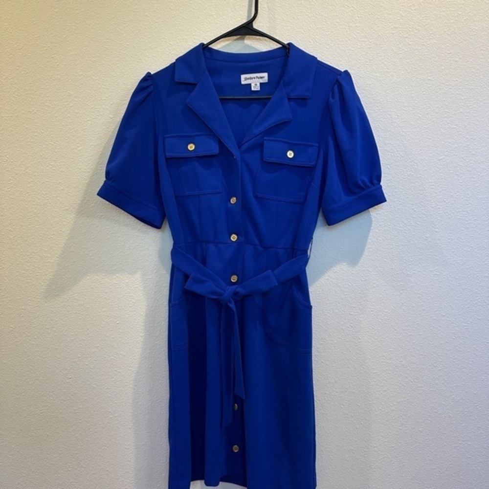 Shelby & Palmer Royal Blue Midi Dress with Gold Buttons